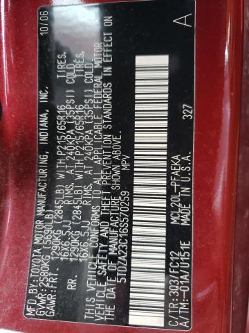 2006 Toyota Sienna Ce VIN: 5TDZA23C16S570259 Lot: 51348894