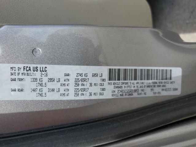 2016 Dodge Grand Caravan Sxt VIN: 2C4RDGCG2GR318053 Lot: 51268154