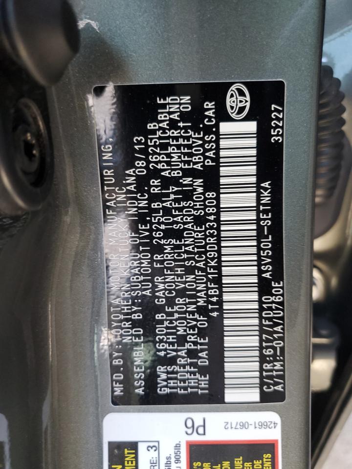 4T4BF1FK9DR334808 2013 Toyota Camry L