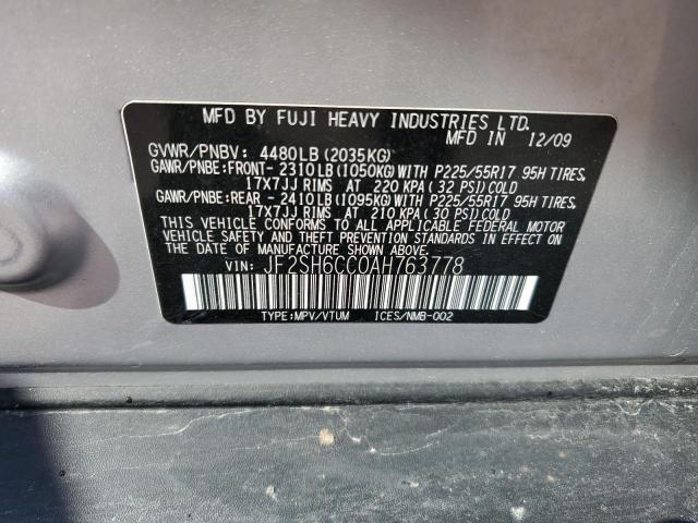 2010 Subaru Forester 2.5X Premium VIN: JF2SH6CC0AH763778 Lot: 50628084