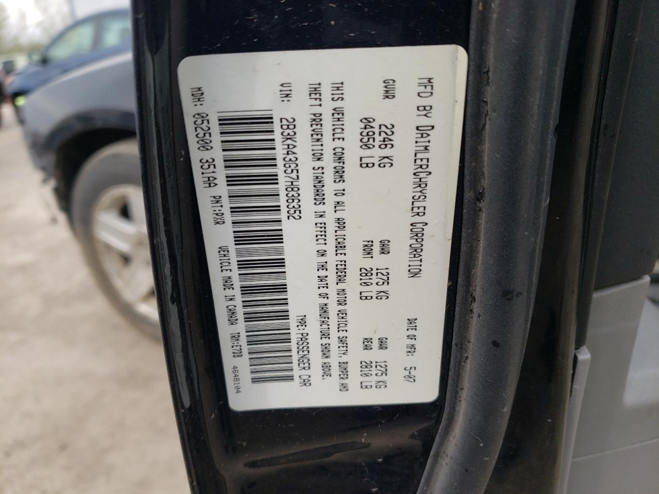 2B3KA43G57H836352 2007 Dodge Charger Se