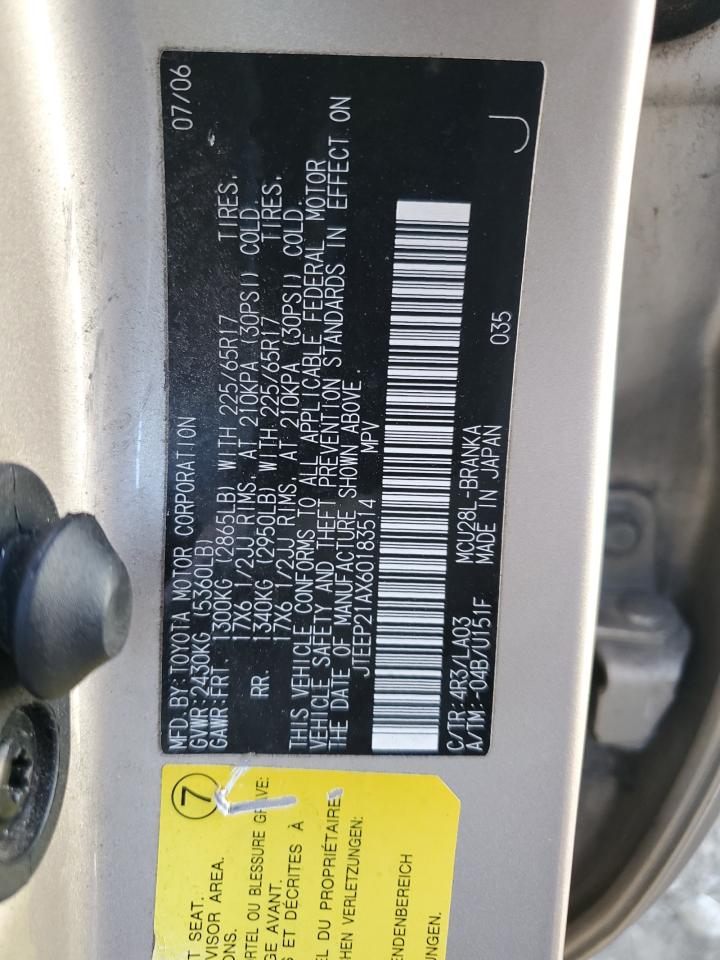 JTEEP21AX60183514 2006 Toyota Highlander Limited