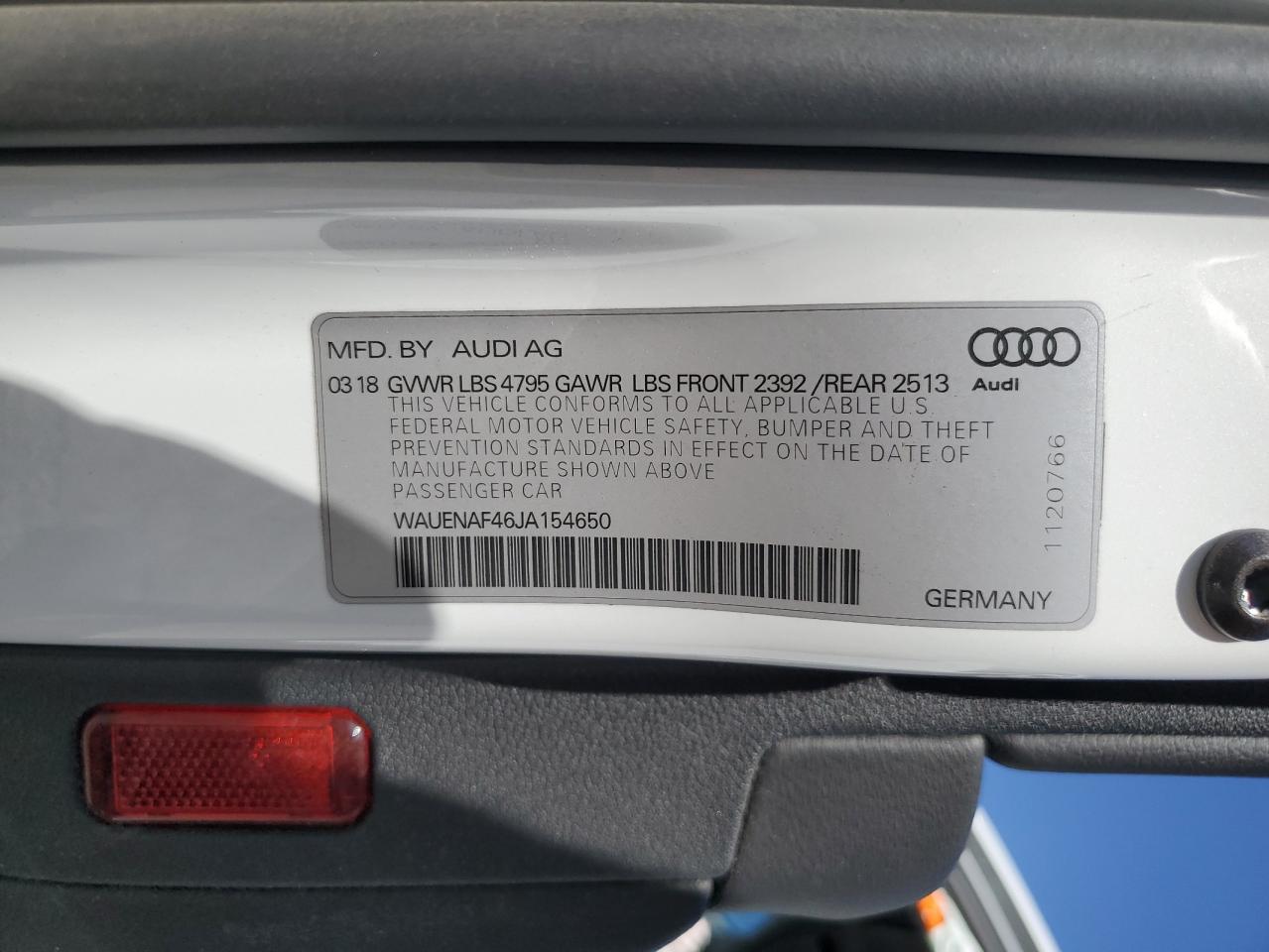 WAUENAF46JA154650 2018 Audi A4 Premium Plus