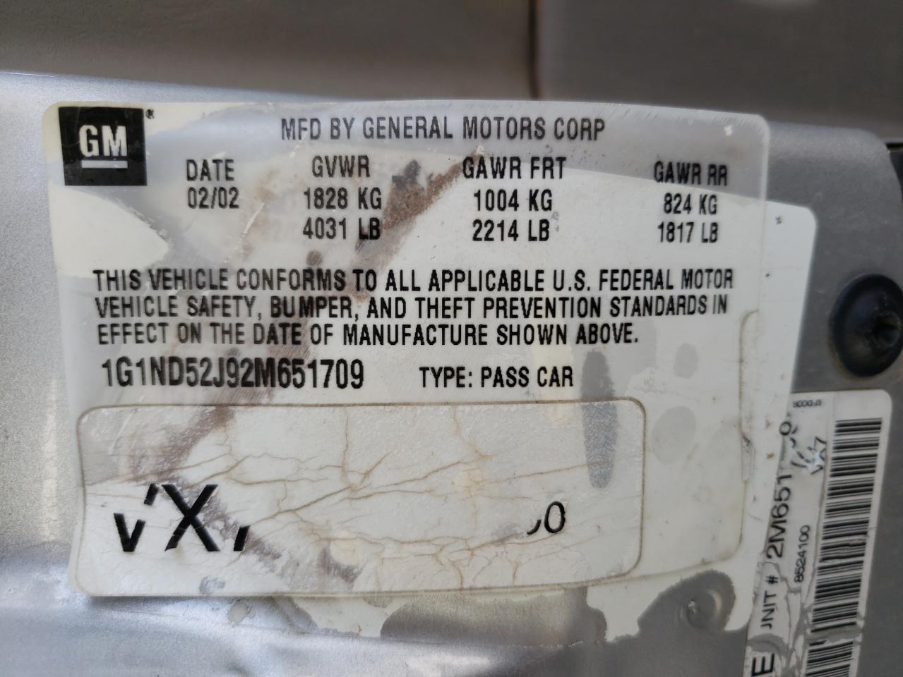 1G1ND52J92M651709 2002 Chevrolet Malibu