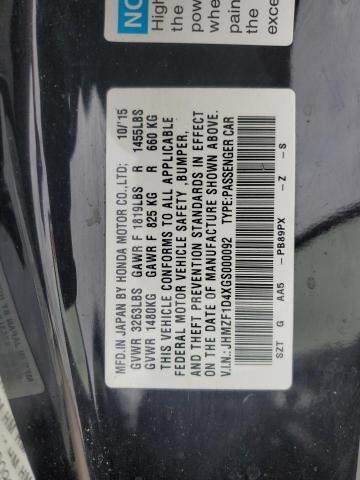 2016 HONDA CR-Z JHMZF1D4XGS000092