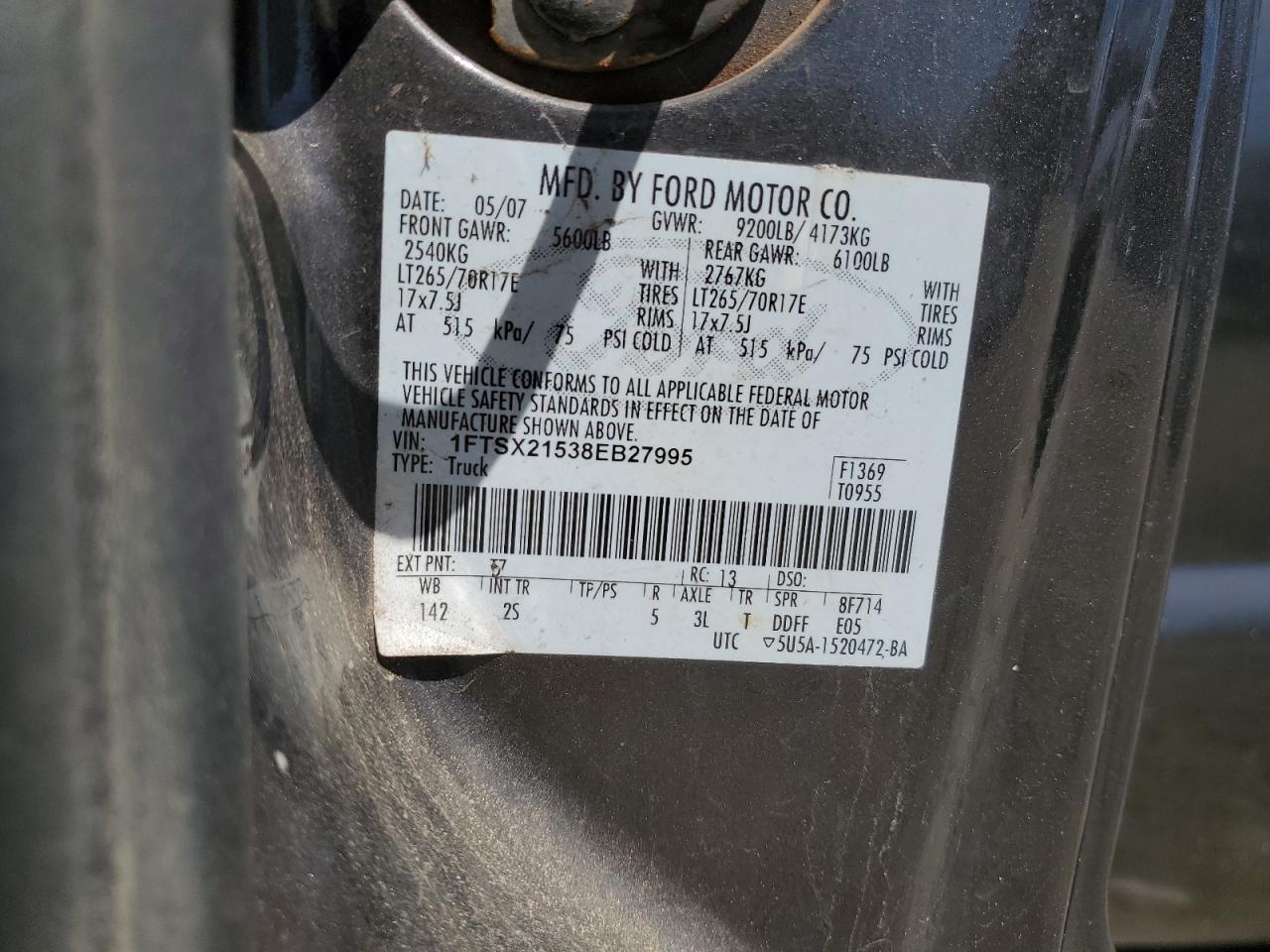1FTSX21538EB27995 2008 Ford F250 Super Duty