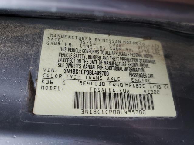 2011 Nissan Versa S VIN: 3N1BC1CP0BL499700 Lot: 49745784