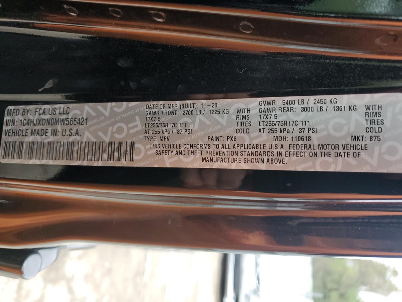 1C4HJXDN0MW566421 2021 Jeep Wrangler Unlimited Sport