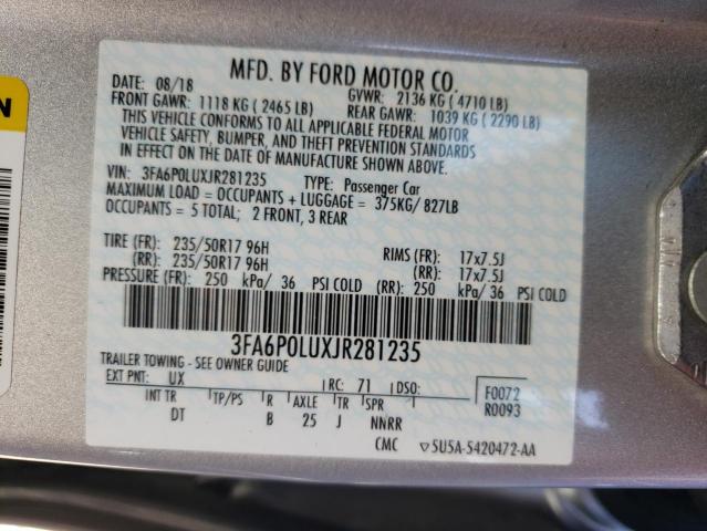 2018 FORD FUSION SE - 3FA6P0LUXJR281235