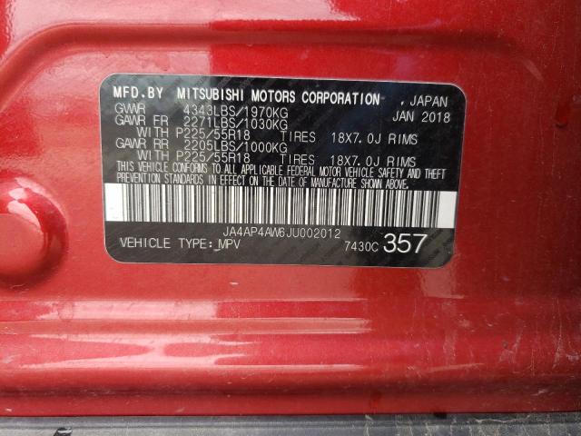 2018 Mitsubishi Outlander Sport Sel VIN: JA4AP4AW6JU002012 Lot: 52119504