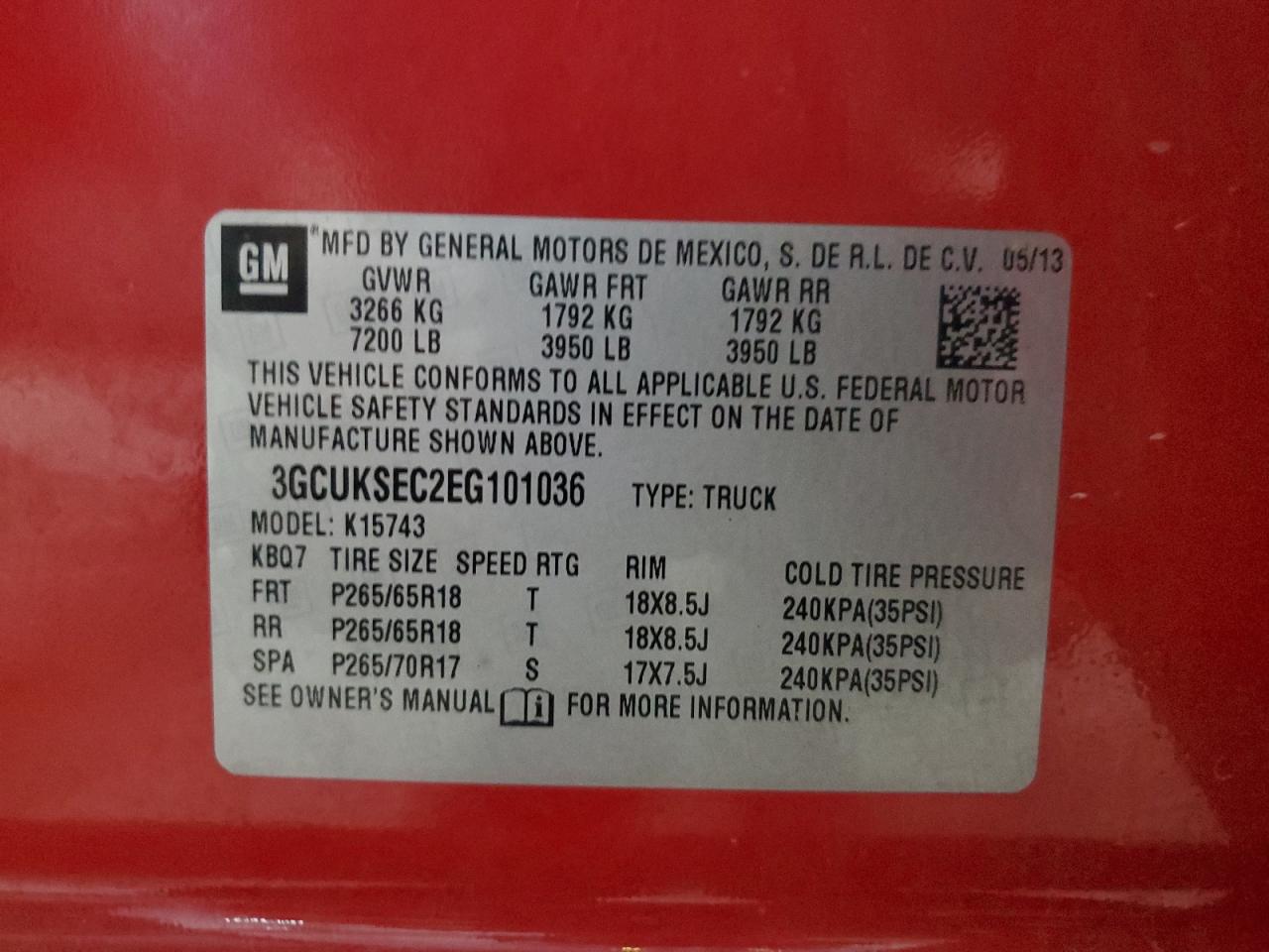 3GCUKSEC2EG101036 2014 Chevrolet Silverado K1500 Ltz