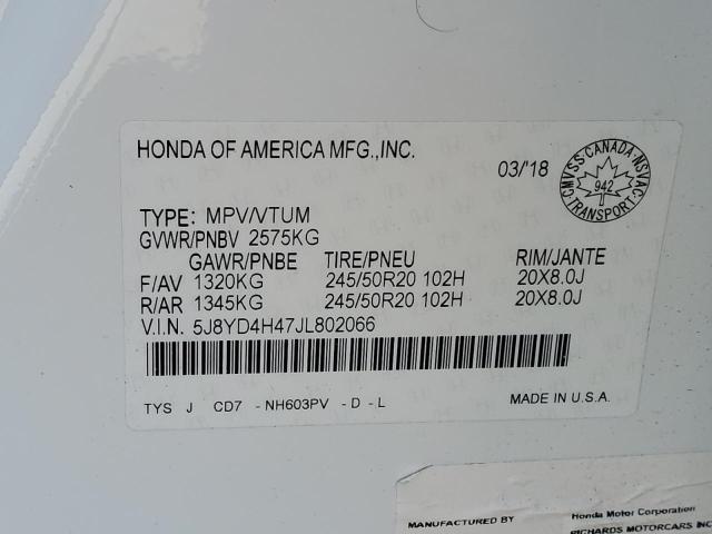 2018 ACURA MDX NAVI 5J8YD4H47JL802066