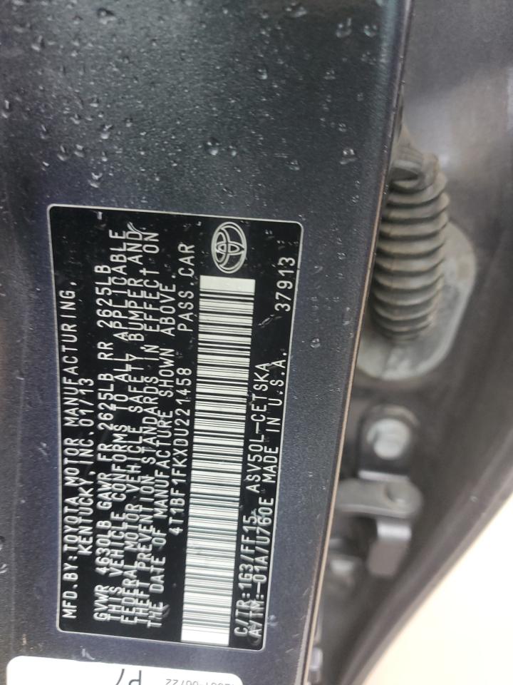 4T1BF1FKXDU221458 2013 Toyota Camry L