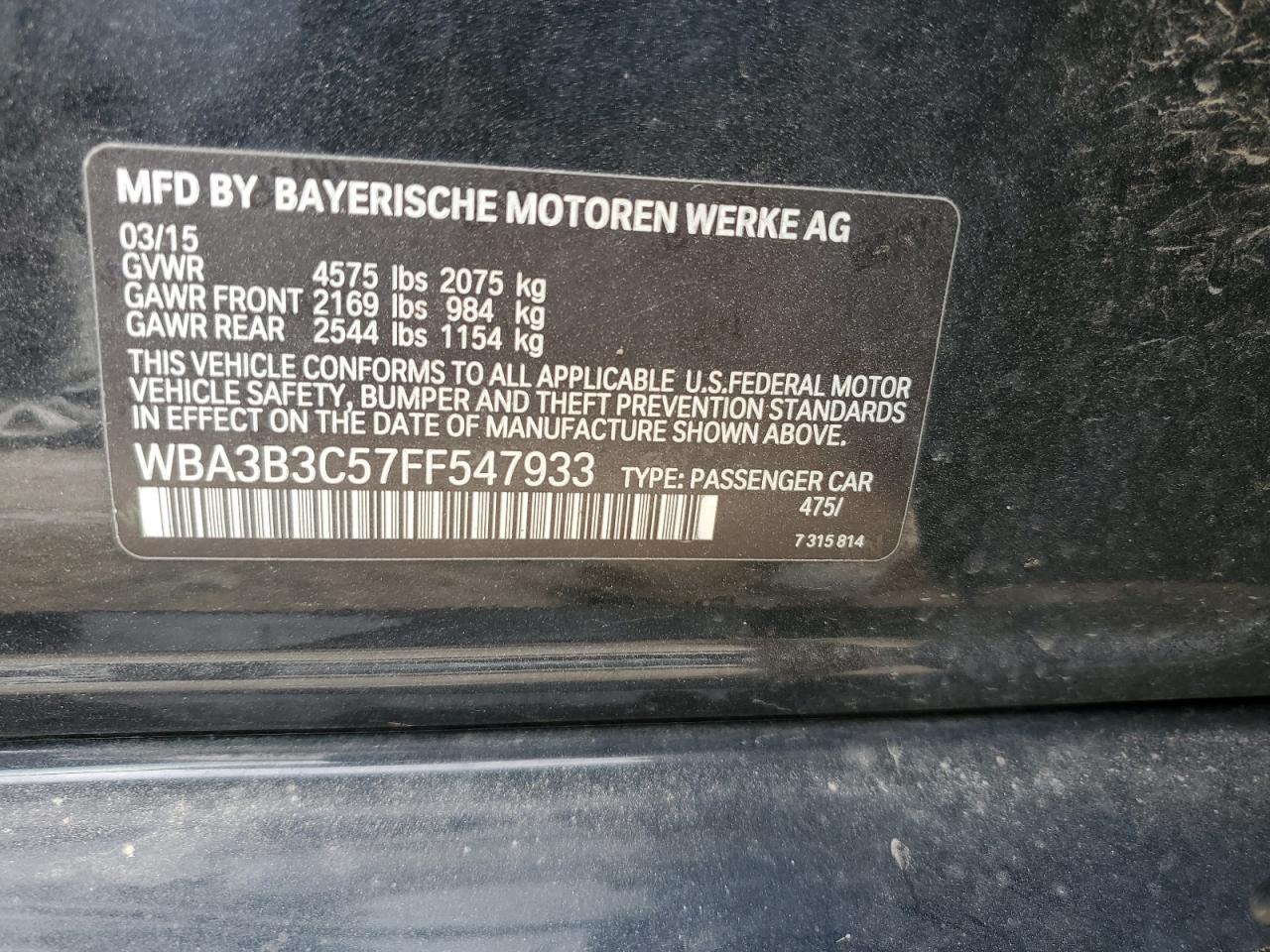 WBA3B3C57FF547933 2015 BMW 328 Xi