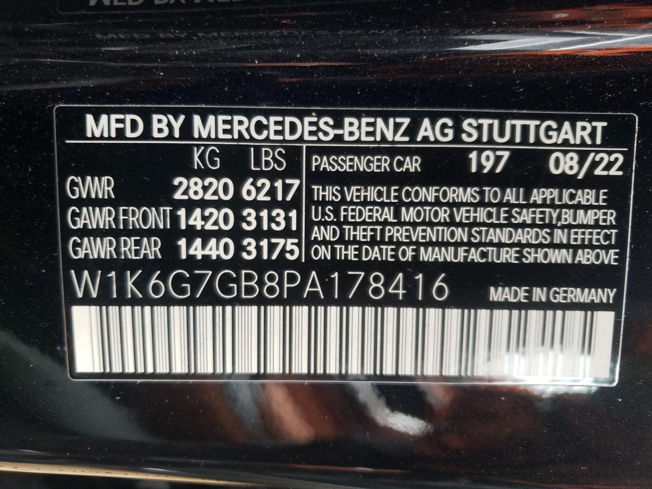 W1K6G7GB8PA178416 2023 Mercedes-Benz S 580 4Matic