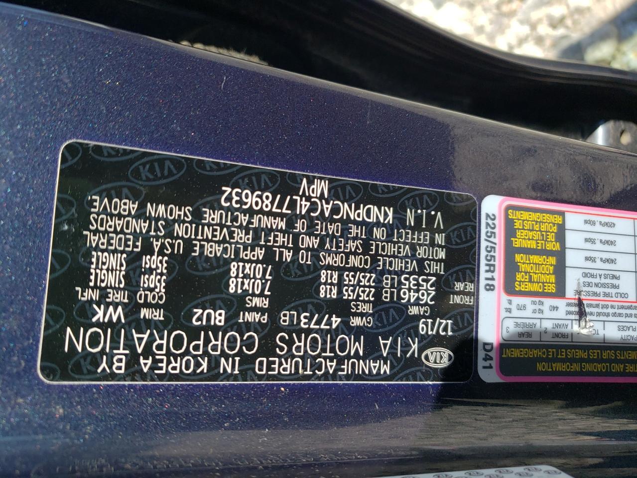 KNDPNCAC4L7789632 2020 Kia Sportage Ex