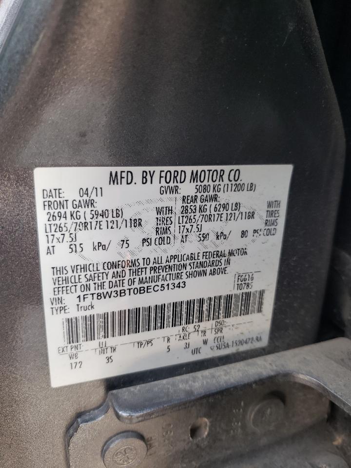 1FT8W3BT0BEC51343 2011 Ford F350 Super Duty