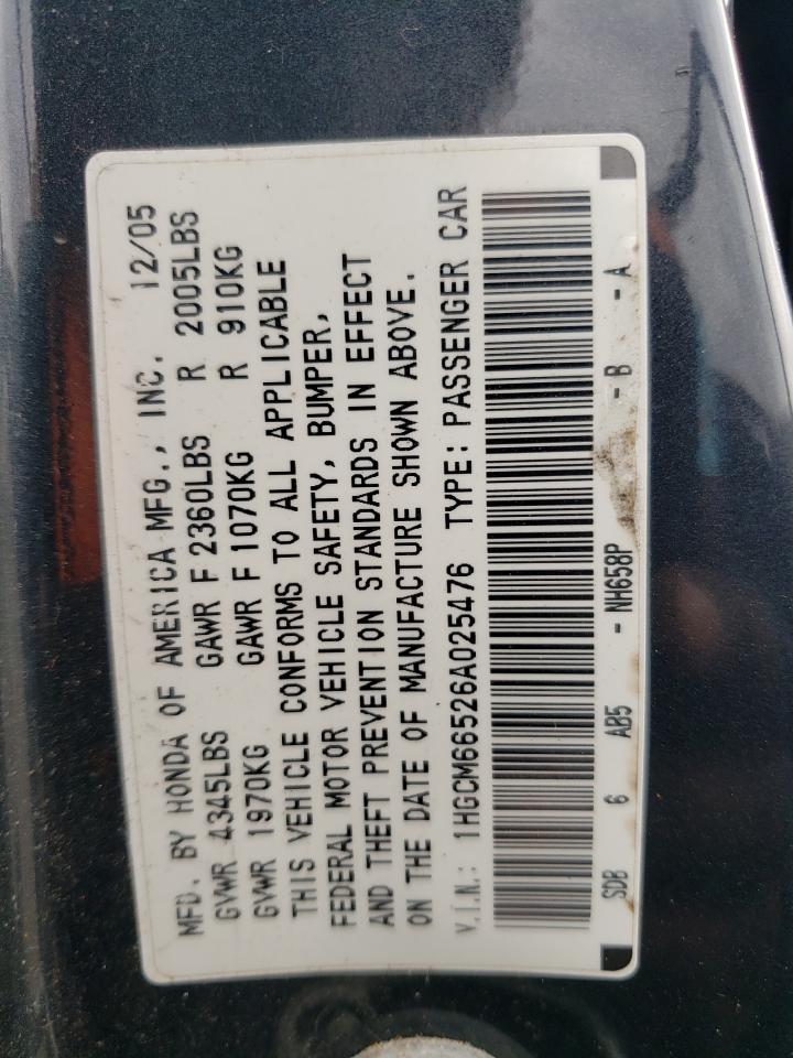 1HGCM66526A025476 2006 Honda Accord Ex