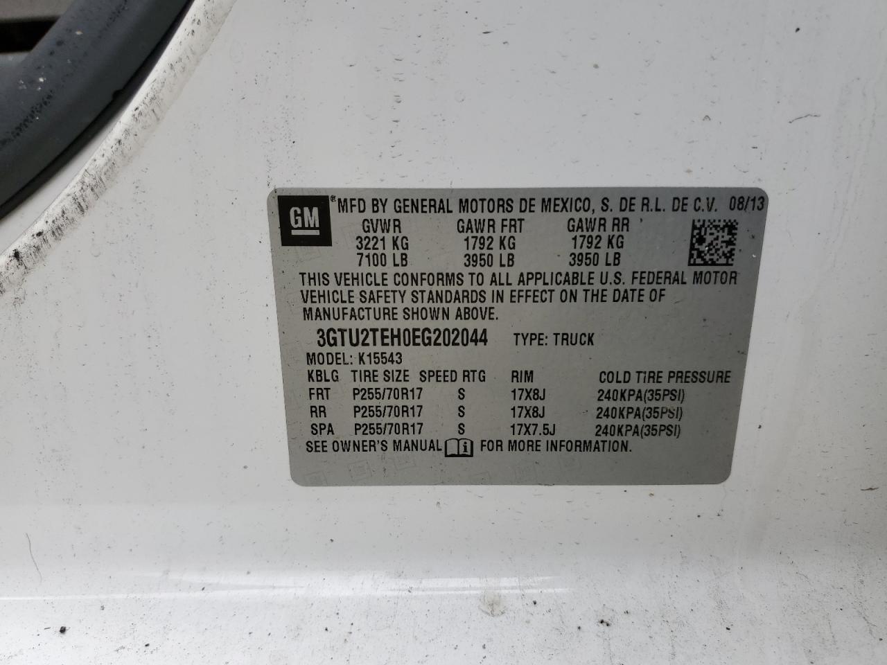 3GTU2TEH0EG202044 2014 GMC Sierra K1500