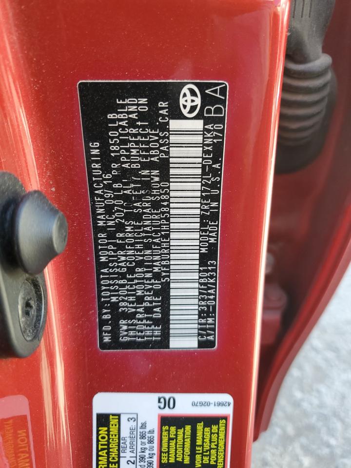 5YFBURHE1HP584850 TOYOTA COROLLA 2017