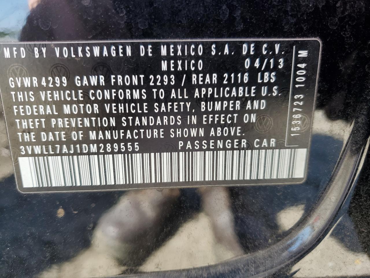 3VWLL7AJ1DM289555 2013 Volkswagen Jetta Tdi