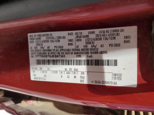 2018 FORD F250 SUPER - 1FT7W2BT8JEB87363