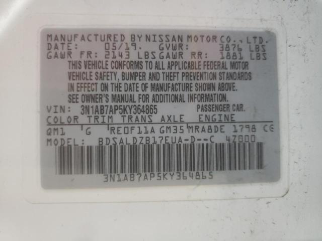 2019 Nissan Sentra S VIN: 3N1AB7AP5KY364865 Lot: 52096134