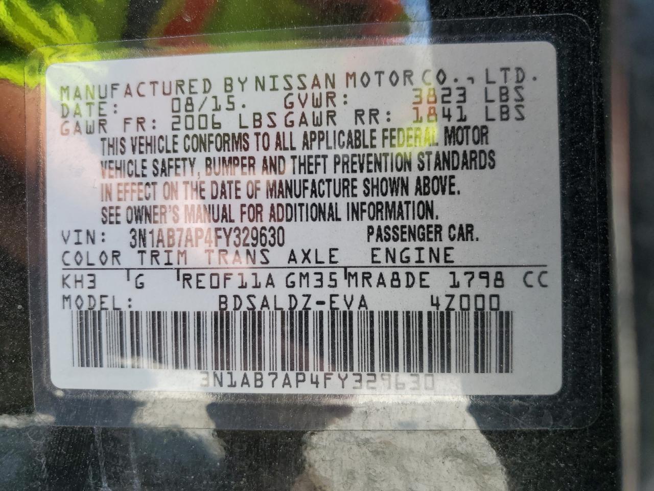 3N1AB7AP4FY329630 2015 Nissan Sentra S