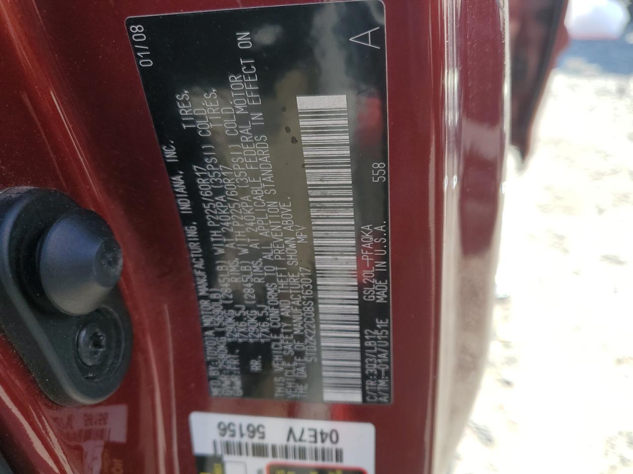 5TDZK22C08S163017 2008 Toyota Sienna Xle