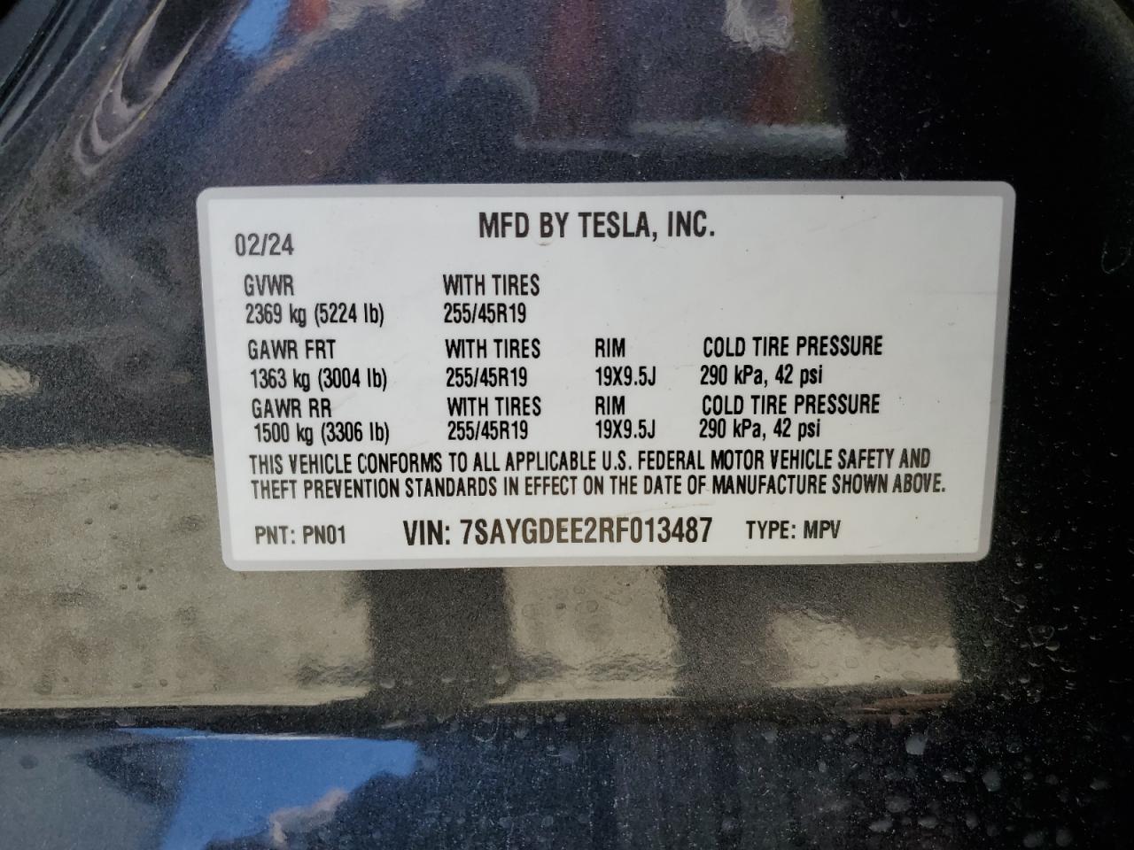 7SAYGDEE2RF013487 2024 Tesla Model Y