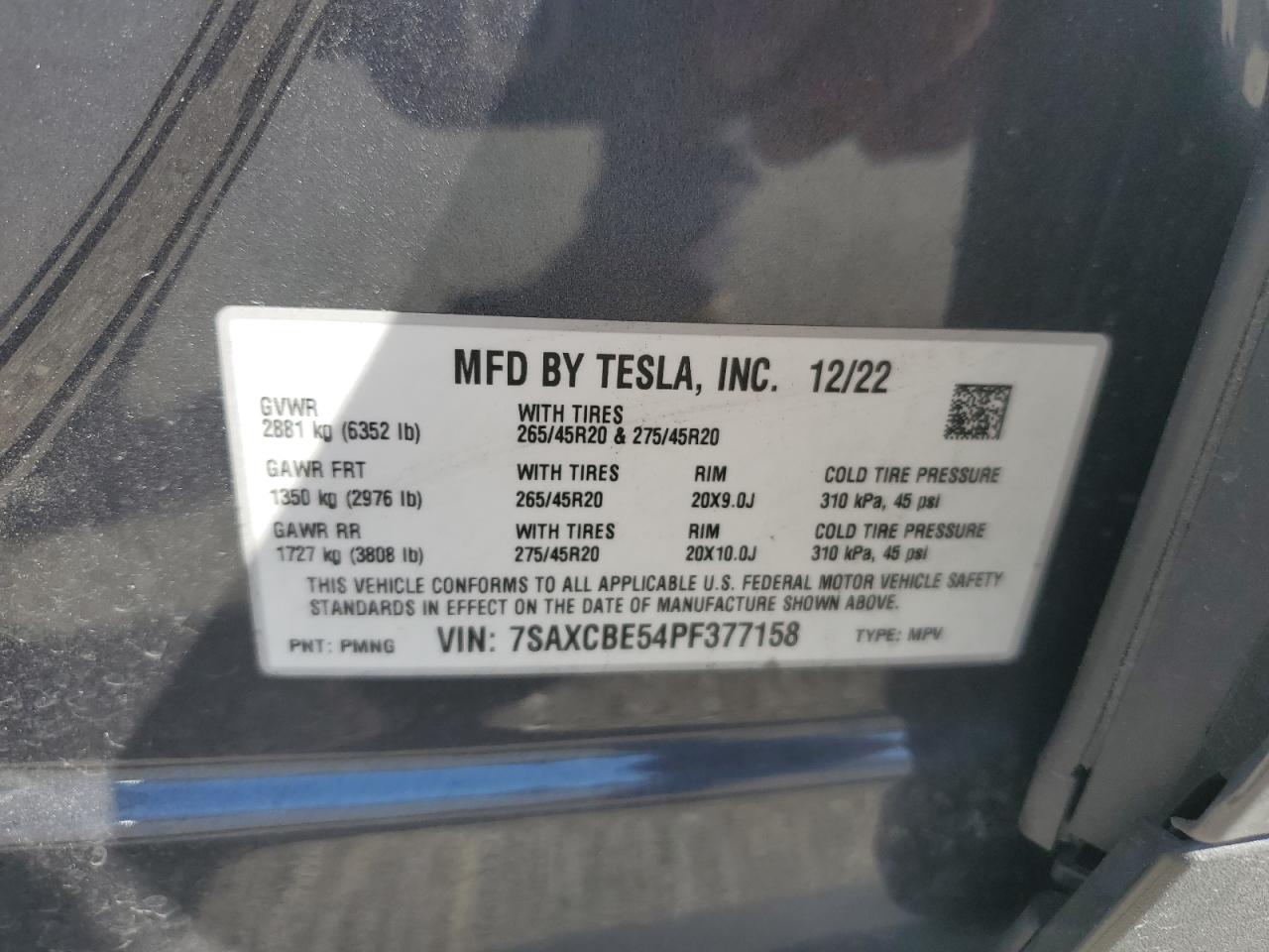 7SAXCBE54PF377158 2023 Tesla Model X