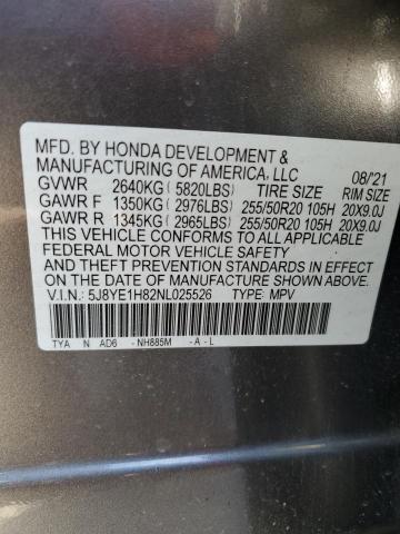 2022 Acura Mdx Advance VIN: 5J8YE1H82NL025526 Lot: 45823634