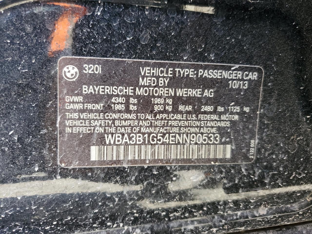 WBA3B1G54ENN90533 2014 BMW 320 I