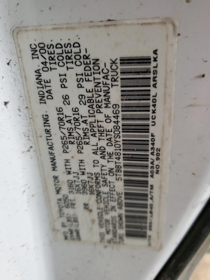 5TBBT4810YS084469 2000 Toyota Tundra Access Cab Limited