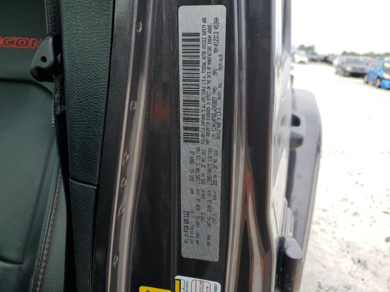 1C4HJXFG6LW243827 2020 Jeep Wrangler Unlimited Rubicon