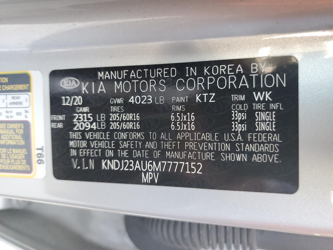 KNDJ23AU6M7777152 2021 Kia Soul Lx