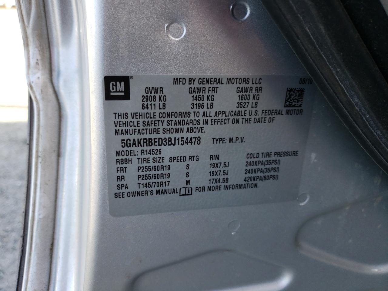 5GAKRBED3BJ154478 2011 Buick Enclave Cxl