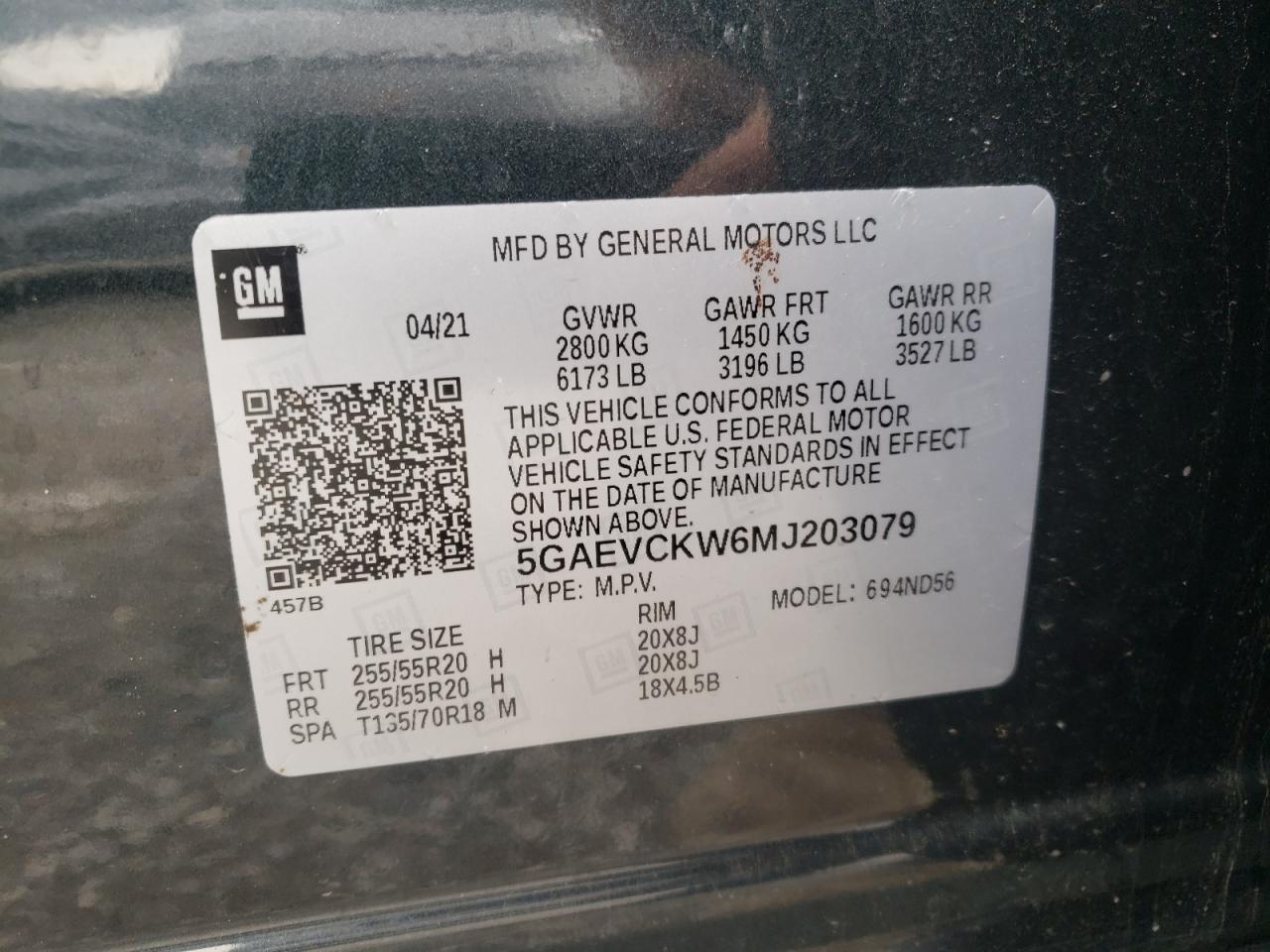 5GAEVCKW6MJ203079 2021 Buick Enclave Avenir