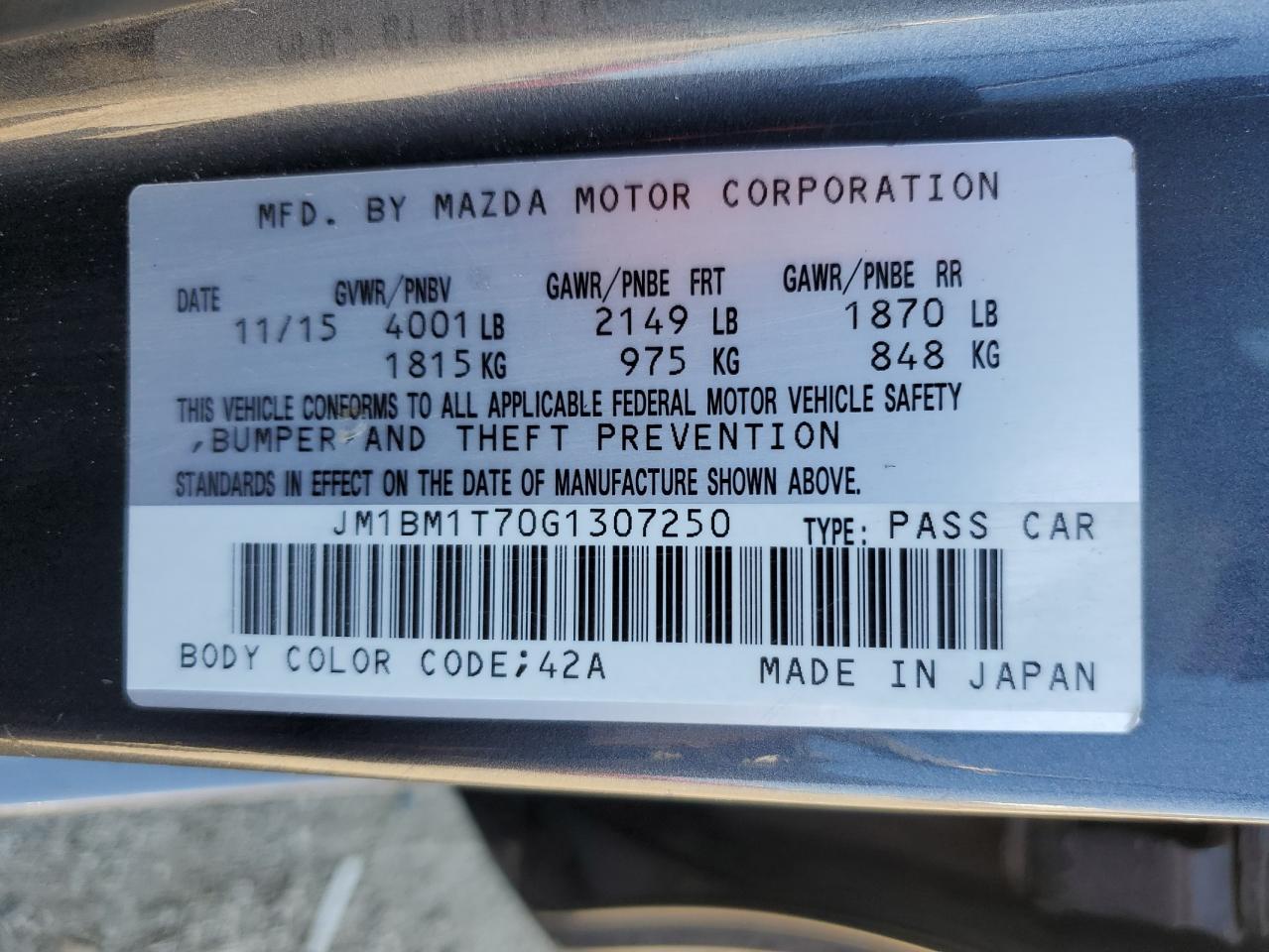JM1BM1T70G1307250 2016 Mazda 3 Sport