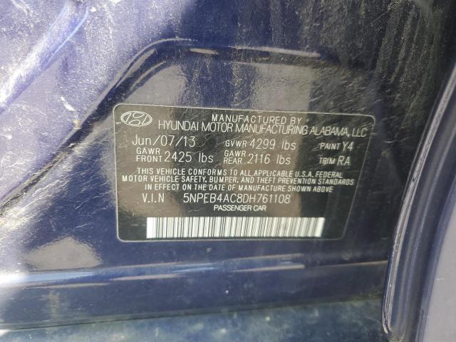 2013 Hyundai Sonata Gls VIN: 5NPEB4AC8DH761108 Lot: 52710324