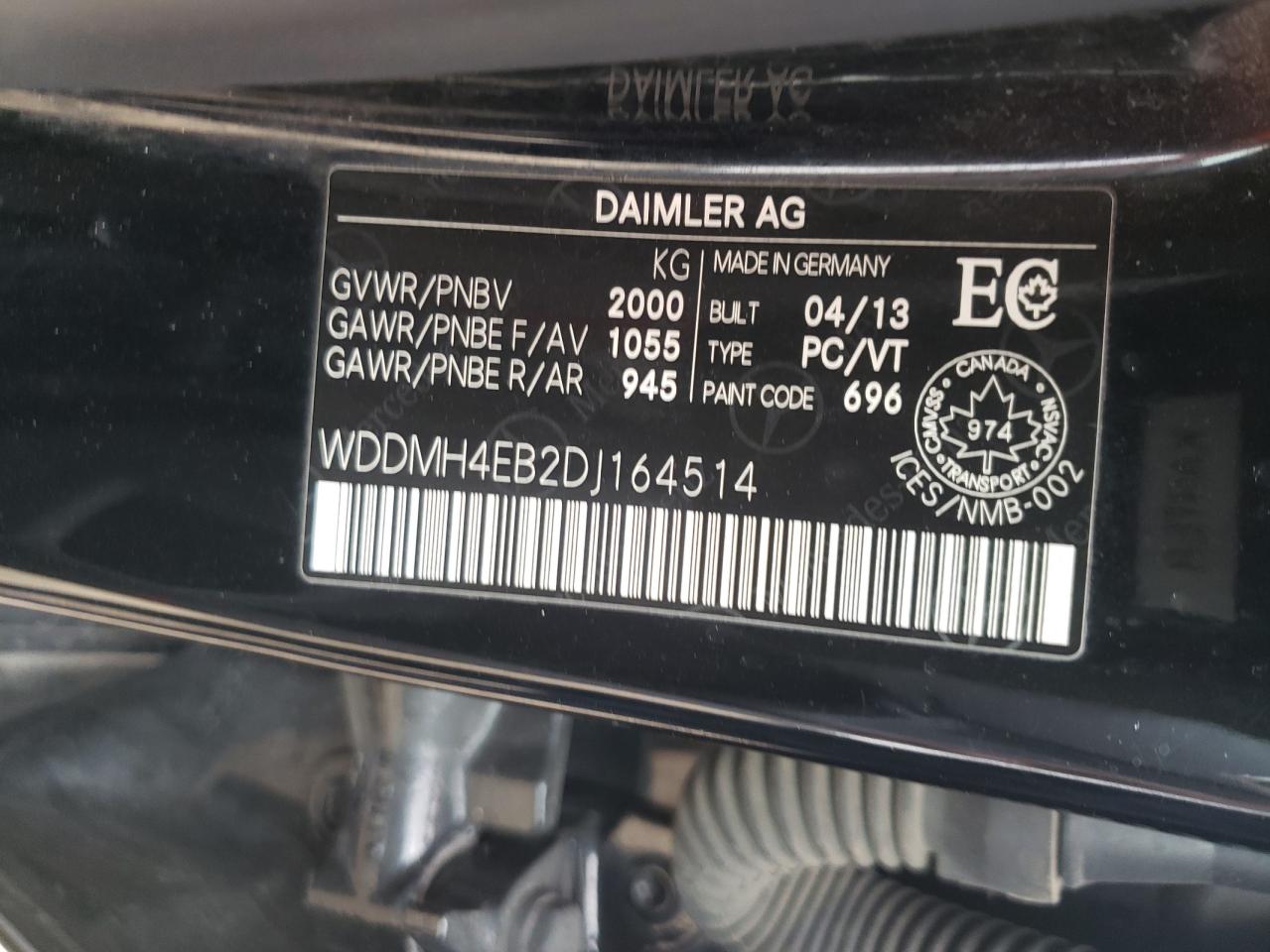 WDDMH4EB2DJ164514 2013 Mercedes-Benz B250