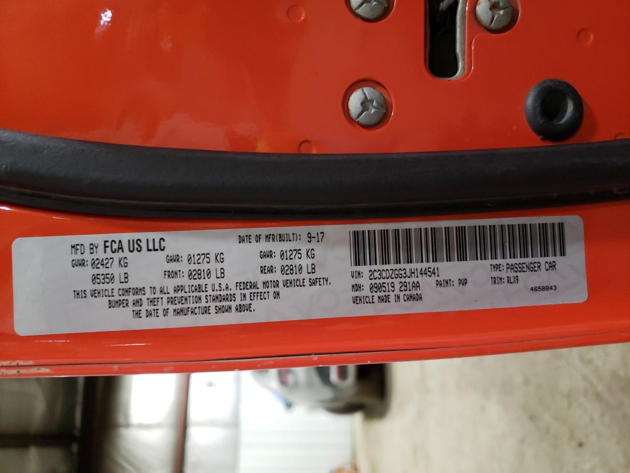 2C3CDZGG3JH144541 2018 Dodge Challenger Gt