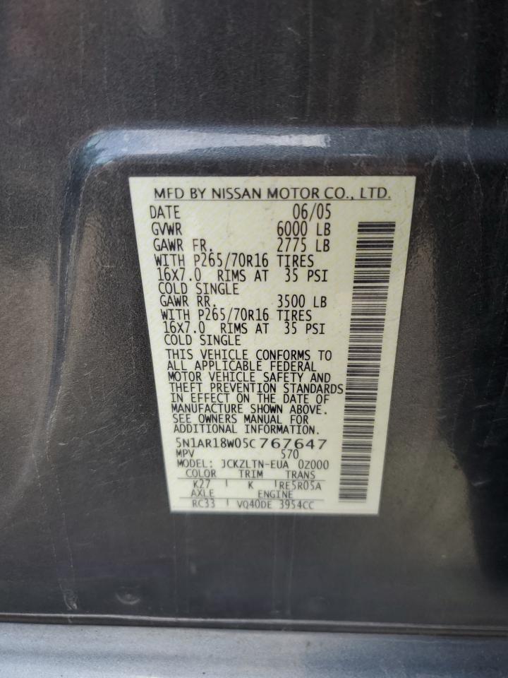 5N1AR18W05C767647 2005 Nissan Pathfinder Le