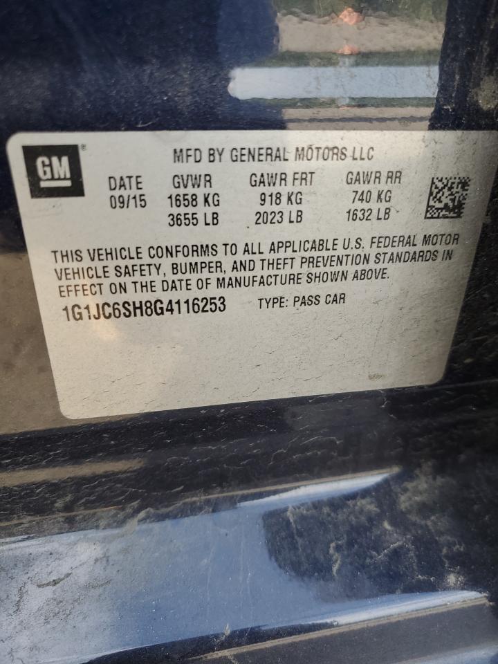 1G1JC6SH8G4116253 CHEVROLET SONIC 2016