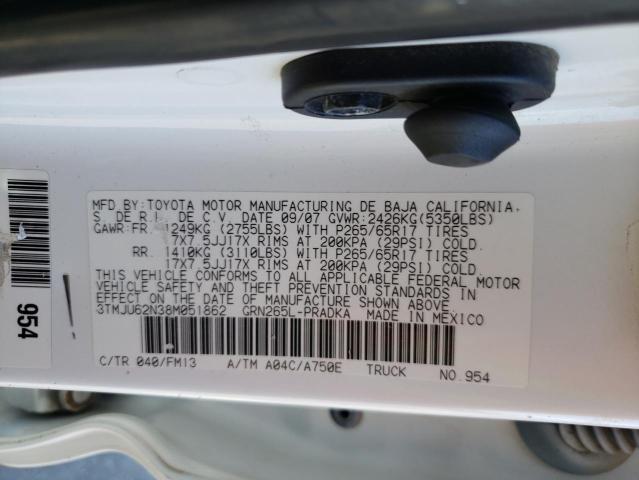 2008 Toyota Tacoma Double Cab Prerunner VIN: 3TMJU62N38M051862 Lot: 50818894