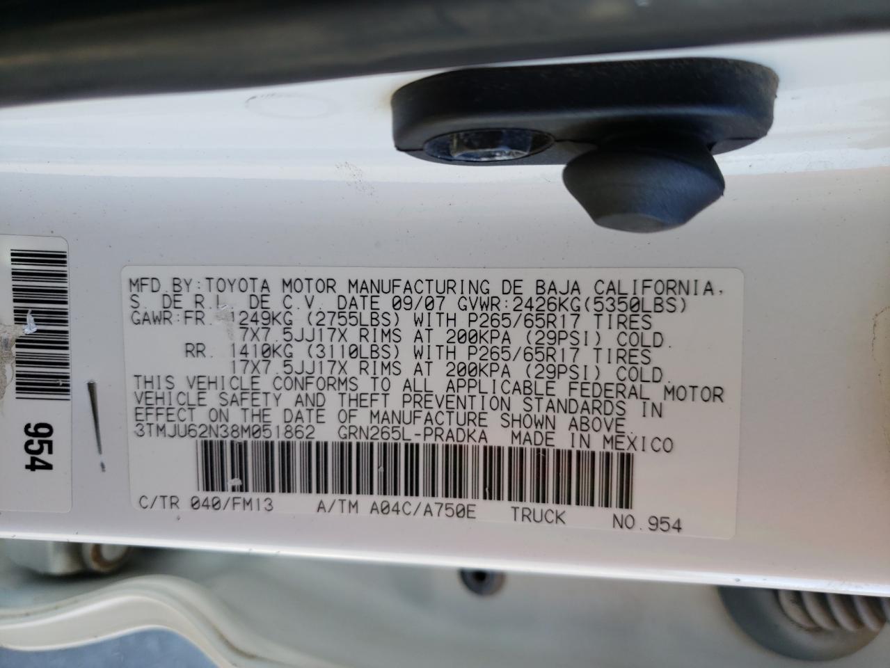 3TMJU62N38M051862 2008 Toyota Tacoma Double Cab Prerunner