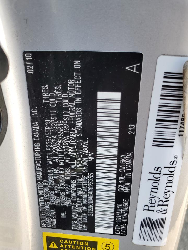 2T2ZK1BA6AC025355 2010 Lexus Rx 350