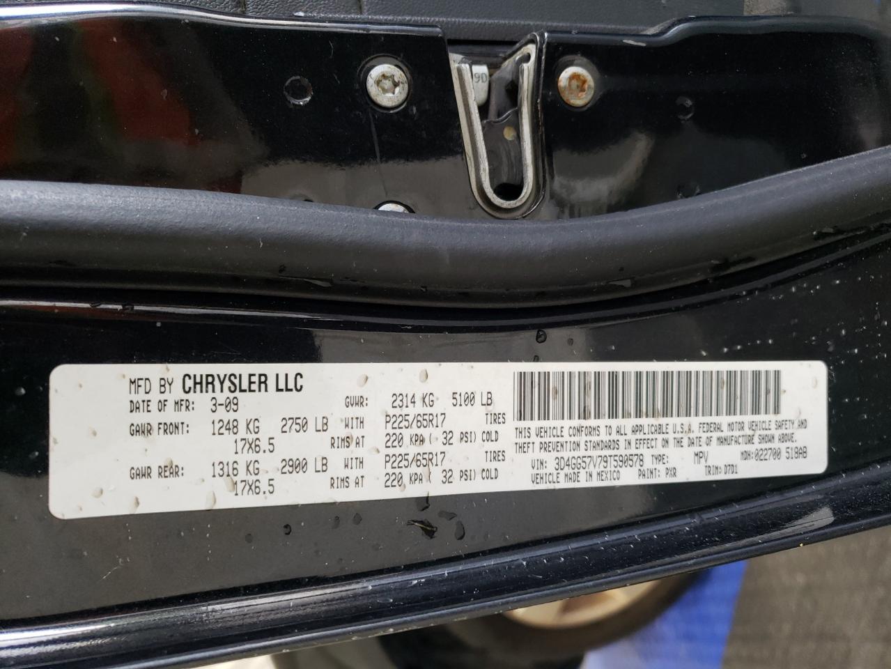 3D4GG57V79T590578 2009 Dodge Journey Sxt