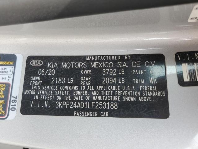 2020 Kia Forte Fe VIN: 3KPF24AD1LE253188 Lot: 51958504