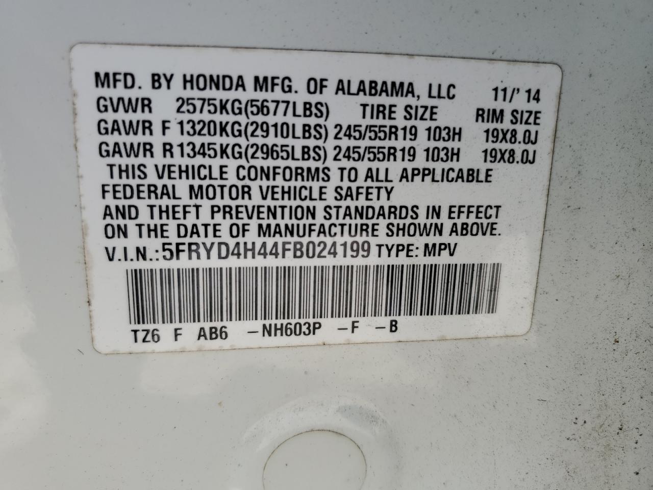 5FRYD4H44FB024199 2015 Acura Mdx Technology